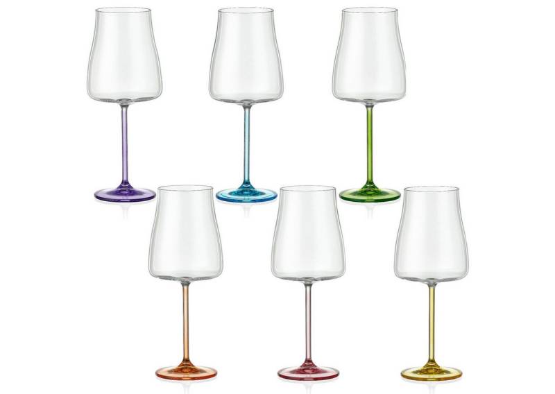 Crystalex Weinglas Rainbow Fresh Weingläser 400 ml (6er-Set), Kristallglas, Kristallglas, 6 verschiedenen Farben von Crystalex
