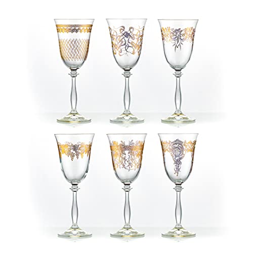 Crystalex Weißweingläser Weinglas Royal verschiedenen Ornamenten Gold 250 ml 6er Set Bohemia von Crystalex