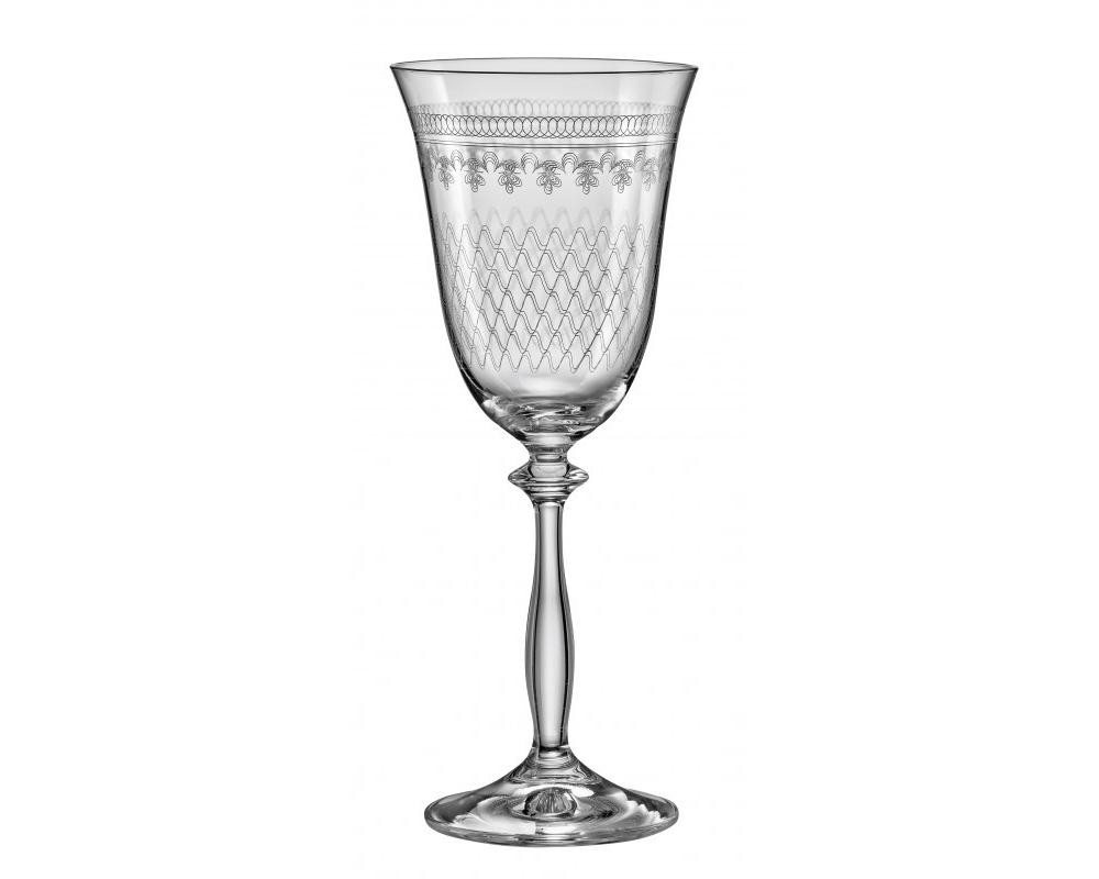 Crystalex Weißweinglas Royal GC019 Karo 250 ml 6er Set, Kristallglas, Kristallglas, identische Gravur, Pantografie von Crystalex