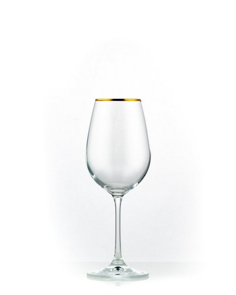 Crystalex Weißweinglas Viola Gold Weißweingläser 350 ml 6er Set, Kristallglas, Kristallglas, Goldrand von Crystalex