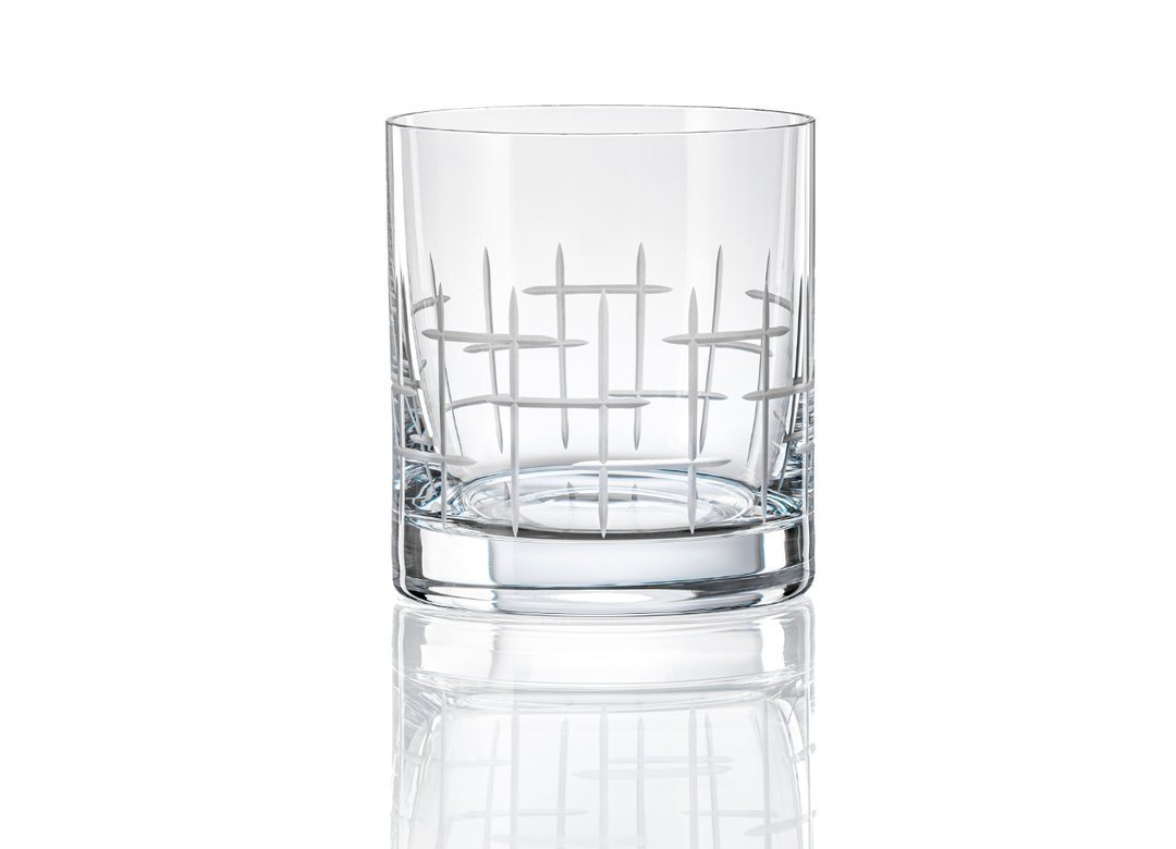 Crystalex Whiskyglas Barline BM784, Kristallglas, Kristallglas matt geschliffen, 280 ml, 4er Set von Crystalex