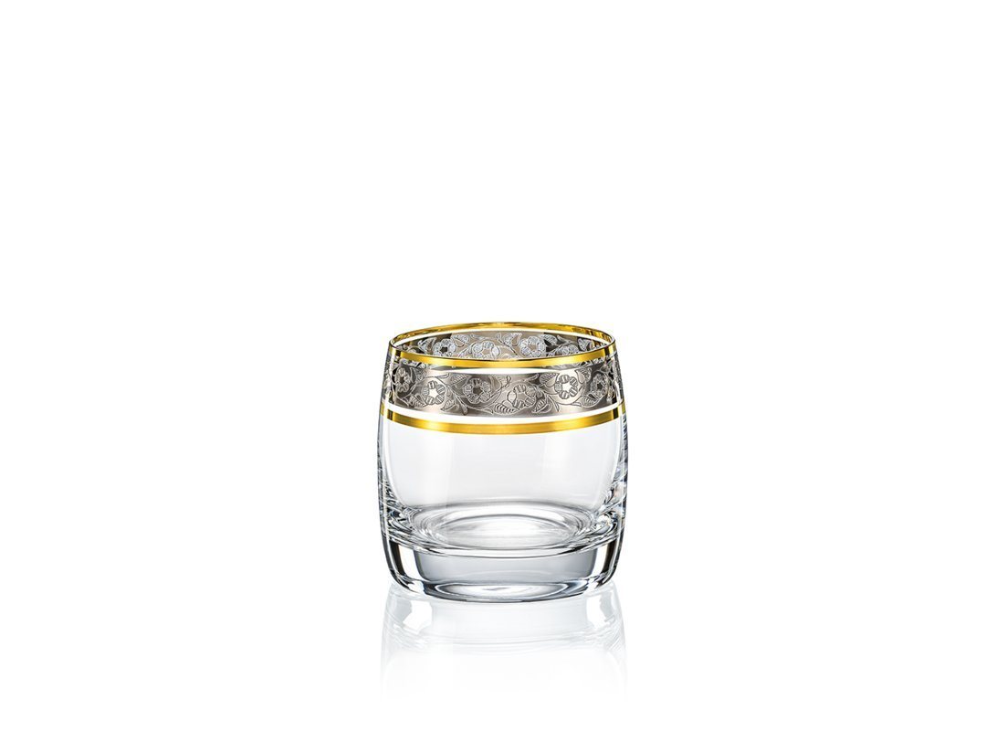 Crystalex Whiskyglas Ideal Exclusive Gold Platin 290 ml / 230 ml 6er Set, Kristallglas, Kristallglas, Gravur von Crystalex