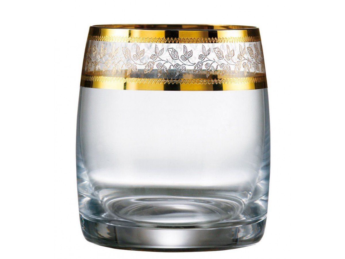 Crystalex Whiskyglas Ideal Gold 290 ml 6er Set, Kristallglas, Kristallglas, Goldrand, Gold Gravur von Crystalex