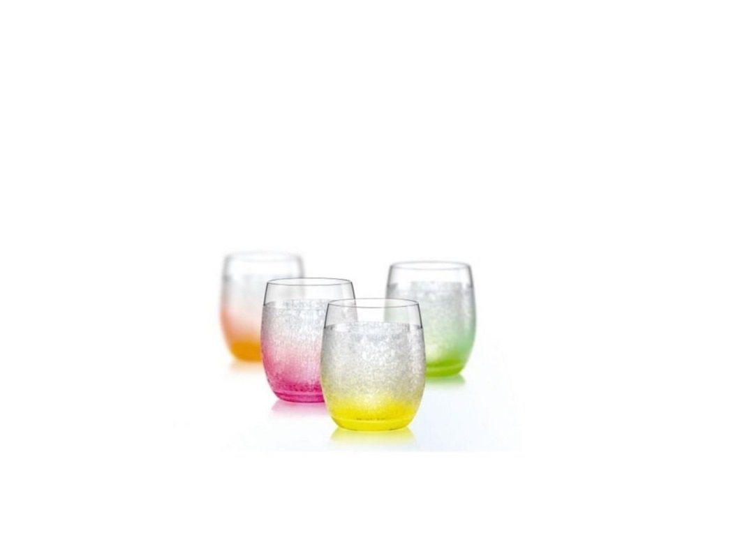 Crystalex Becher Neon Frozen 300 ml 4er Set, Kristallglas, mehrfarbig, Neonfarbig, Kristallglas, Kristallglas besprüht von Crystalex