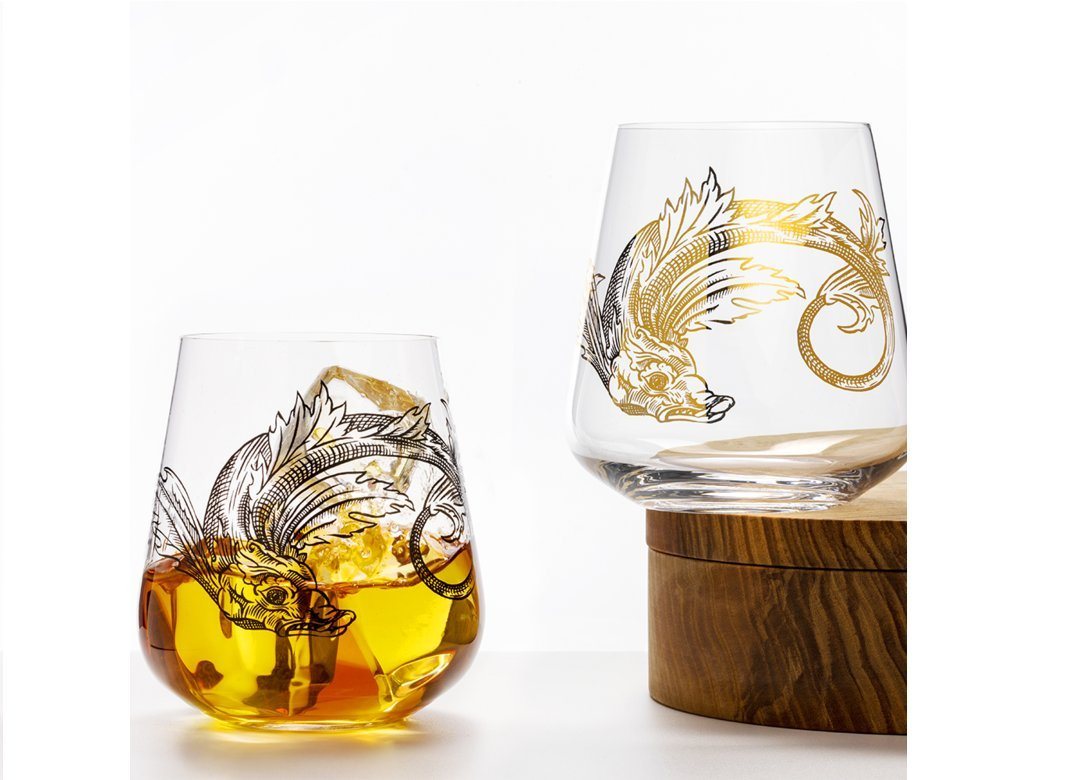 Crystalex Whiskyglas Seafall Whiskygläser Wassergläser Kristallglas 400 ml 2er Set, zwei verschiedene Farben von Crystalex