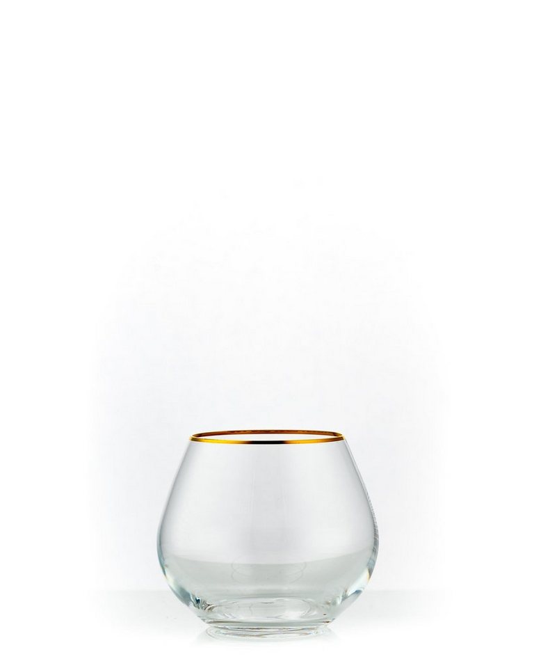 Crystalex Whiskyglas Viola gold Whiskygläser 340 ml 6er Set, Kristallglas, Goldrand, Kristallglas von Crystalex