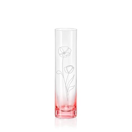 Vase Spring rosé K0801mit eingraviert Blüte Kristallvase 240 mm Bohemia Crystalex von Crystalex