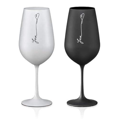 Weingläser Weinglas Love Kristallglas schwarz - weiß 550 ml 2er Set Bohemia von Crystalex