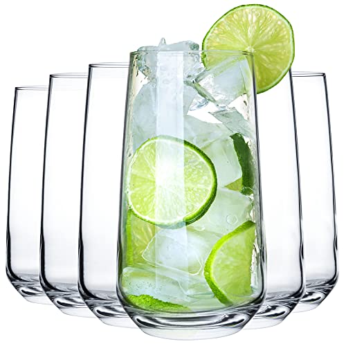 CRYSTALIA Trinkgläser Set 6, 480ml 100% BLEIFREI Longdrink Gläser, Wassergläser, Saftgläser, Koktel Gläser Trinkglas, Eiscafé Gläser, Wasserglas, Tumblergläser, Longdrinkgläser Groß Water Glasses von Crystalia