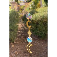 Halbmond Kristall Sonnenfänger, Prisma Sonnenfänger Für Fenster, Boho Raumdekor, Ornament, Mond von CrystallineEarthShop