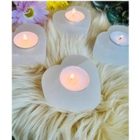 Selenit Herz Förmige Teelichthalter Krone Chakra Geschenke Hausweihungsgeschenke Selbstliebe von CrystallineHealingCo