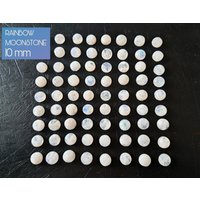 10 Mm 1 cm Großes Paar | 2Er Set Runder Regenbogen Mondstein Edelstein Cabochon Rund Blauer Schimmer Round Rainbow Moonstone Gemstone Cabs von CrystallizedVisionDE
