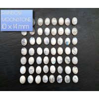 10x14 Mm 1x1, 4 cm Paar | 2Er Set Runder Regenbogen Mondstein Edelstein Cabochon Rund Blauer Schimmer Round Rainbow Moonstone Gemstone Cabs von CrystallizedVisionDE
