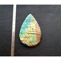 xxl 74x50 Mm Großer Regenbogen Labradorit Tropfenform Edelstein Cabochon Blau Grün Gelb Schimmer Rainbow Labradorite Huge Gemstone Tear Drop von CrystallizedVisionDE