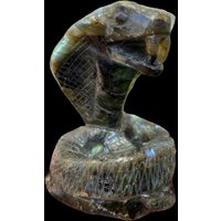 Labradorit-Schlange - Edelsteinschlange-Schlangenstatue-Kobra-statue-Kobra-Skulptur-Schlangenschnitzerei-Labradoritschnitzerei von Crystalmartshop