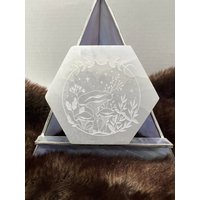 Geätzte Selenit-Ladeplatte, Premium-Qualität, Aufladen + Reinigen Ihrer Kristalle, Pilzschale A5081 Made in Appleton, Wi Usa von CrystalsAhoy