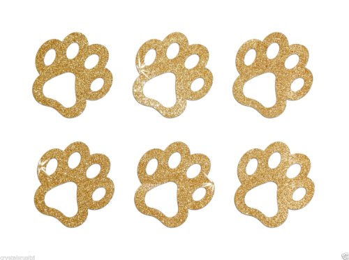 Hundepfote 24 selbstklebende Glitter-Sticker Karte machen Craft DIY 2,5 cm gold von CrystalsRus