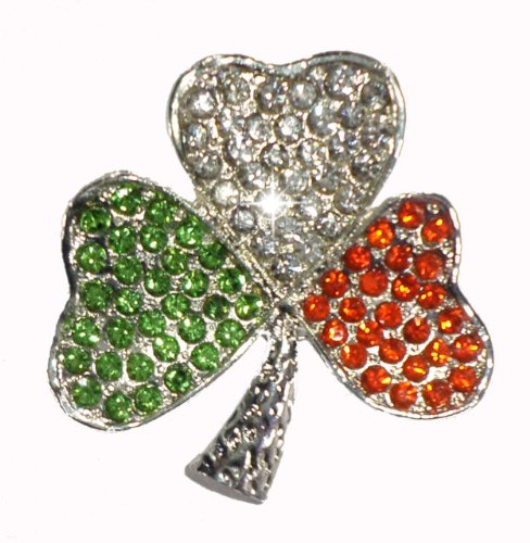 ST Patricks Day Irish Shamrock Kleeblatt Brosche Bling Strass Kristall Gems Irish Flag Colour von CrystalsRus