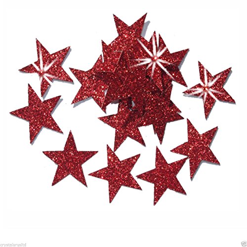 Selbstklebende Glitzer-Sterne, Stern-Aufkleber, zum Selbermachen und kreativen Gestalten von Karten, Weihnachten, 25 mm rot von CrystalsRus