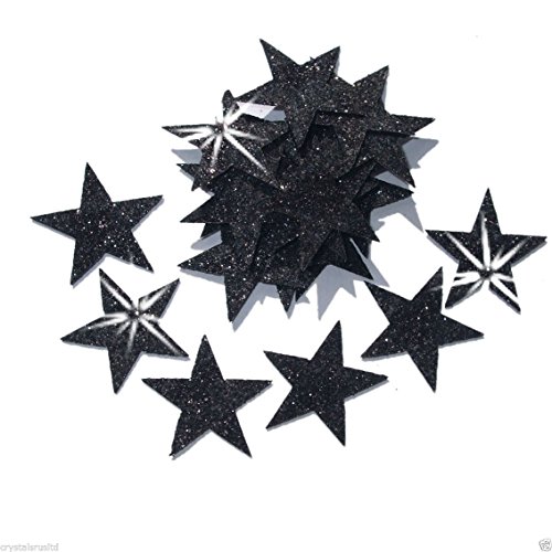 Selbstklebende Glitzer-Sterne, Stern-Aufkleber, zum Selbermachen und kreativen Gestalten von Karten, Weihnachten, 25 mm schwarz von CrystalsRus