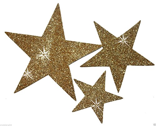 Selbstklebende Glitzer-Sterne, Stern-Aufkleber, zum Selbermachen und kreativen Gestalten von Karten, Weihnachten, 6 Stück gold von CrystalsRus