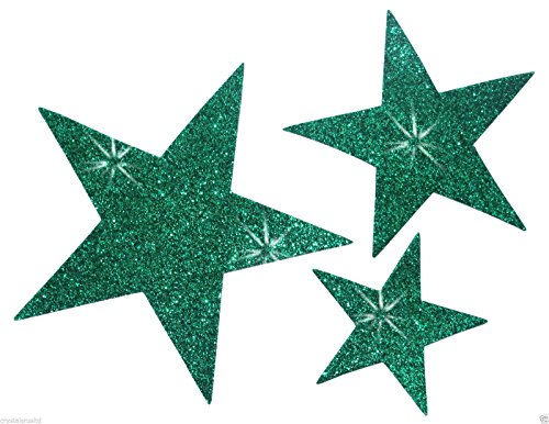 CrystalsRus 6 Selbstklebende Glitzer Star Aufkleber Karte Machen Craft DIY Weihnachten grün von CrystalsRus