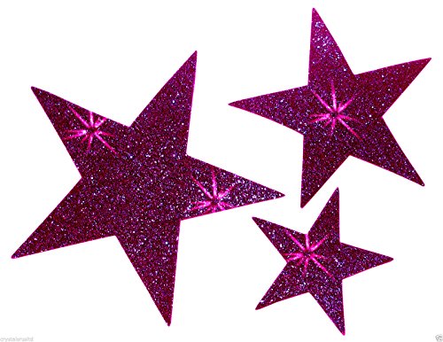 Selbstklebende Glitzer-Sterne, Stern-Aufkleber, zum Selbermachen und kreativen Gestalten von Karten, Weihnachten, 6 Stück hot pink von CrystalsRus