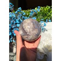 Top Qualität Blau Grün Und Lila Blumen Achat Kugel Mit Erstaunlicher Farbe Banding 93mm von CrystalsbyDG