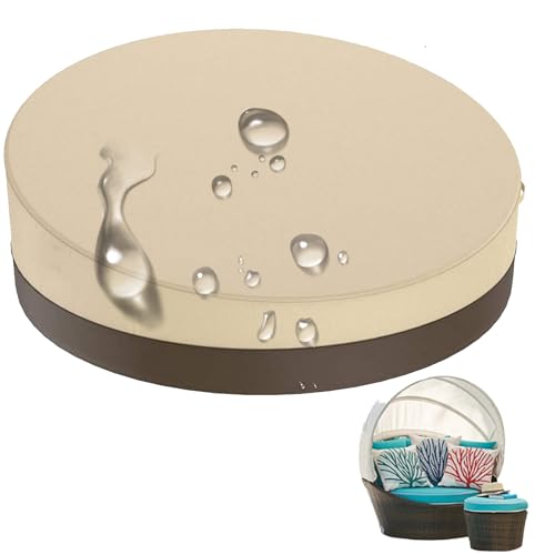 420D Oxford Schutzhülle für Sonneninseln Rund, Abdeckung für Sonneninsel Halbrund Wasserdicht Garten mit Einstellbarer Kordelzug,Abdeckhauben für Lounge Sonnenliege Möbelsets(Size:190*89cm,Color:Beig von Crysterris