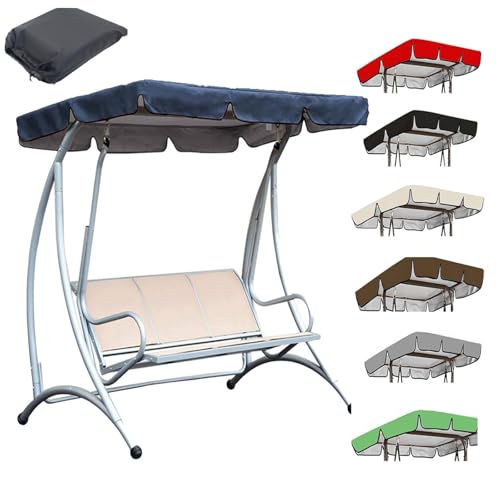 Hollywoodschaukel Dachbezug, Wasserdicht Universal Ersatzdach, Dach Hollywoodschaukel 2- 3 sitzer, Sonnendach für Hollywoodschaukel, Vordach zur Einfachen Montage(Size:195*125*15cm,Color:Blau) von Crysterris