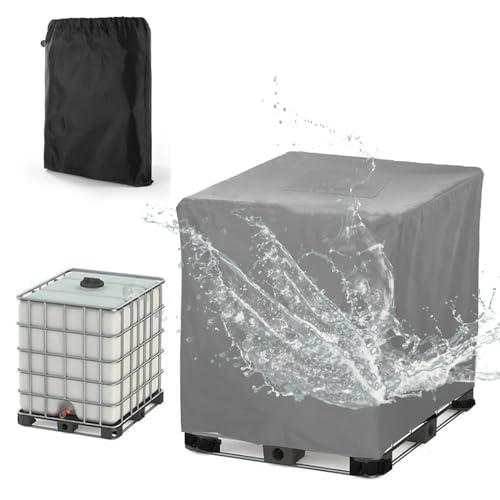 Ibc Tank Aabdeckung 300L 600L 800L 1000L,Wasserdicht Schutzhülle für Ibc Container,Winddicht Abdeckplane Rregentonne mit Verstellbarer Kordelzug , Ibc Container Cover(Size:300L : 81*61*100CM,Color:Gr von Crysterris