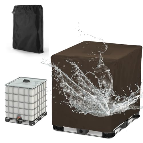 Ibc Tank Aabdeckung 300L 600L 800L 1000L,Wasserdicht Schutzhülle für Ibc Container,Winddicht Abdeckplane Rregentonne mit Verstellbarer Kordelzug , Ibc Container Cover(Size:300L : 81*61*100CM,Color:Br von Crysterris