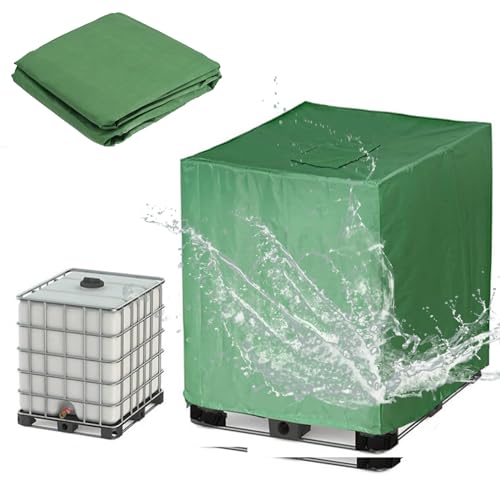 Ibc Tank Aabdeckung 300L 600L 800L 1000L,Wasserdicht Schutzhülle für Ibc Container,Winddicht Abdeckplane Rregentonne mit Verstellbarer Kordelzug , Ibc Container Cover(Size:800L : 120*80*116CM,Color:G von Crysterris