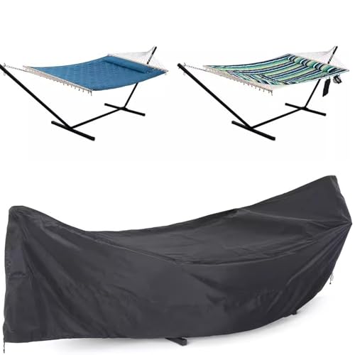 Wasserdicht Hängematte Abdeckung ,Abdeckplane für Hängematten für Outdoor Garten mit Aufbewahrungstasche, 210D Oxford Schutzhülle für Hängemattenständer mit Verstell(Size:370*140*93cm,Color:schwarz) von Crysterris