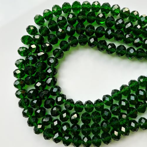 CrzBeadss Briolette-Glas-Kristallperlen zur Schmuckherstellung, 6 mm, facettierte Kristallperlen für Armbänder, Glasabstandshalter zum Basteln, Ohrringe, Weinanhänger, Sonnenfänger, Dunkelgrün, 513 von CrzBeadss