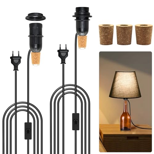 E14 Fassung mit Kabel und Schalter, 2 Stück Lampenfassung für Flaschen, 240 cm Flaschenadapter Lampe, DIY Flaschenlampe Aufsatz für Tischlampe, Flaschenlampenaufsatz Kompatibel mit Lampenschirm, 60W E14 Fassung mit Kabel und Schalter, 2 Stück Lampenfassung für Flaschen, 240 cm Flaschenadapter Lampe, DIY Flaschenlampe Aufsatz für Tischlampe, Flaschenlampenaufsatz Kompatibel mit Lampenschirm, 60W von Crzpchas