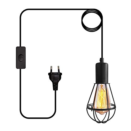 Industrielle Hängelampe mit Stecker Metall Pendelleuchte Kit mit Schalter Vintage Lampe mit Stecker 450cm Kabel Hängeleuchte Loft Kronleuchter Schwarz E27 Lampenfassung Max. 60W Industrielle Hängelampe mit Stecker Metall Pendelleuchte Kit mit Schalter Vintage Lampe mit Stecker 450cm Kabel Hängeleuchte Loft Kronleuchter Schwarz E27 Lampenfassung Max. 60W von Crzpchas