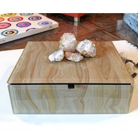 Natürliche, Rissige Quarzkristall-Kollektion Mit Blattgoldrand, Schmuckschatulle Aus Marmoriertem Glas, Gefüttert Und Scharnieren Versehen Natürliche, Rissige Quarzkristall-Kollektion Mit Blattgoldrand, Schmuckschatulle Aus Marmoriertem Glas, Gefüttert Und Scharnieren Versehen von CsDezigns