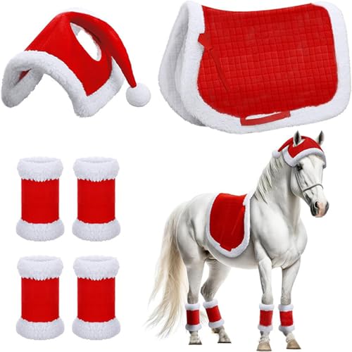 6PCS/Set Weihnachtskostüme beinhaltet Weihnachten Santa Red Horse Hut, 4pcs Horse Bein Wraps & Sattel, weiche Dicke Plüsch -Weihnachtskostüme für Pferde Dekor Dekor 6PCS/Set Weihnachtskostüme beinhaltet Weihnachten Santa Red Horse Hut, 4pcs Horse Bein Wraps & Sattel, weiche Dicke Plüsch -Weihnachtskostüme für Pferde Dekor Dekor von Csafyrt