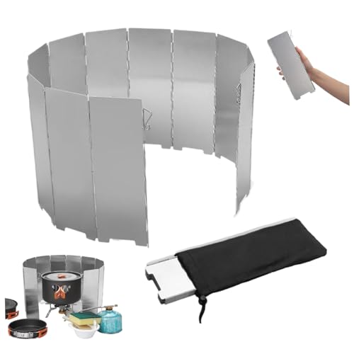 Camp Herd Windschutzscheibe, 12 Teller falten Campingofen Windschutzscheibe mit Lüftungsschlitzen, 38,6x9.5 in Windschutzscheibe Aluminiumlegierung Outdoor Tragbarer Camping -Windblocker von Csafyrt