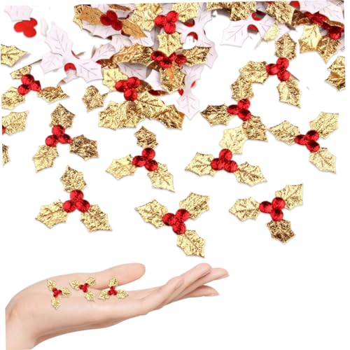 Csafyrt Holly Beeren für Handwerk 100pcs 1.2in realistische aritifische Stechpalme Beeren DIY Dekorative Weihnachten für Kisten, Kartenherstellung und mehr Gold, Gold von Csafyrt