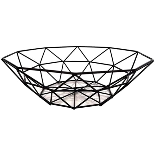 Csafyrt Metallfruchtschüssel 11 x 3 Zoll Eisendraht Fruchtkorb hohl belüftete Korb rostresistenten minimalistische schwarze Schüssel für Küchentheke, Tee Tisch von Csafyrt