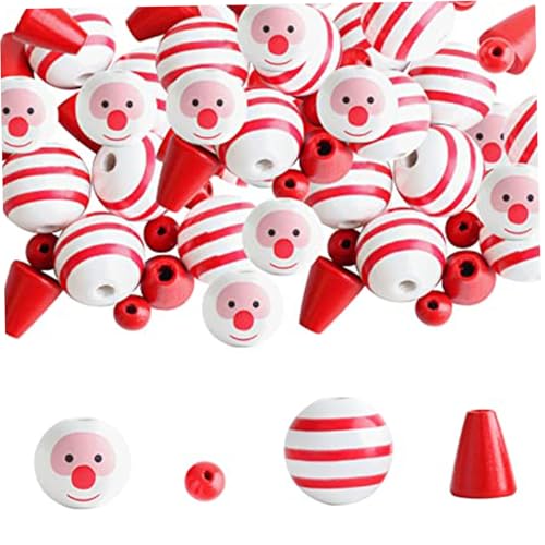 Snowman Perlen 120pcs Weihnachten Schneemann -Perlen DIY Winter hölzerne Weihnachten rote lose runde Ornamente für Handwerksdien, Partyzubehör von Csafyrt
