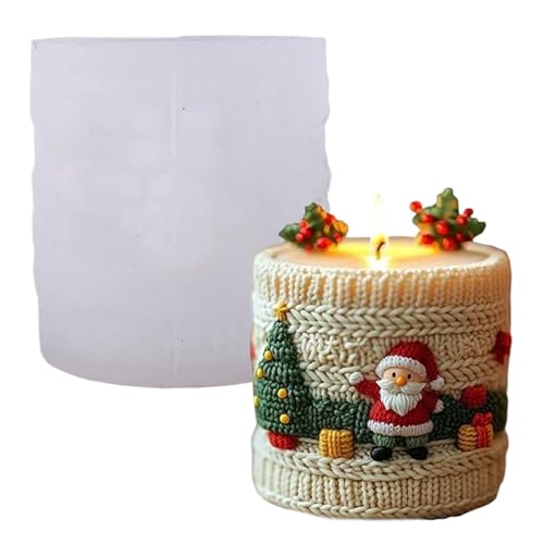 Weihnachtskerzenformen 3d Strick Santa Zylinder Weihnachtsformen Silikon für DIY Wachs Kerzenseifen Kunsthandwerkskuchen Schokolade Wohnkultur, Style2 Weihnachtskerzenformen 3d Strick Santa Zylinder Weihnachtsformen Silikon für DIY Wachs Kerzenseifen Kunsthandwerkskuchen Schokolade Wohnkultur, Style2 von Csafyrt
