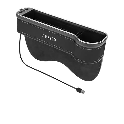 Autositz Leder LED Gap Aufbewahrungsbox, für Lynk & Co 01 02 03 04 05 06 07 08 09 Innenbereich Lückenfüller Organizer Storage schmücken Zubehör,A/Black-Co-Pilot von Csikoi