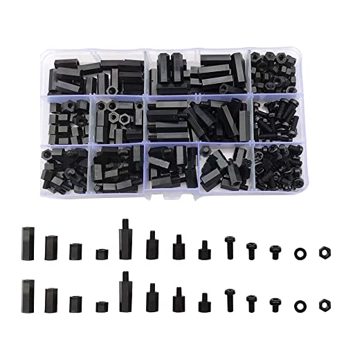 Csirnto 260 Stück Nylon Schrauben Mutter Feingewinde Schrauben Schrauben Set Abstandshalter Kunststoff Hex Nylon Spacer Standoff M3 Muttern Kunststoffschrauben Gewindeschrauben Set von Csirnto