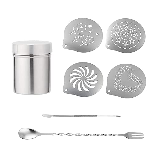 Csirnto Kaffeeschablone 4 Stück Kaffee Schablonen Kaffee-Dekorationsschablonen Barista-Schablone Kaffee Cappuccino Schablonen mit Kakaostreuer Barista Stift Spiralmuster-Rührlöffel Gabel Csirnto Kaffeeschablone 4 Stück Kaffee Schablonen Kaffee-Dekorationsschablonen Barista-Schablone Kaffee Cappuccino Schablonen mit Kakaostreuer Barista Stift Spiralmuster-Rührlöffel Gabel von Csirnto