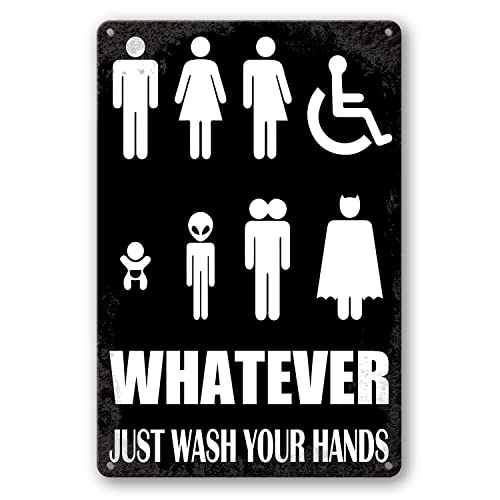 Whatever Just Wash Your Hands Schild lustiges Metallschild für alle Geschlechter, Wandschild für Badezimmer, WC, Waschraum, Badezimmer, 20,3 x 30,5 cm von Csjaiwqc