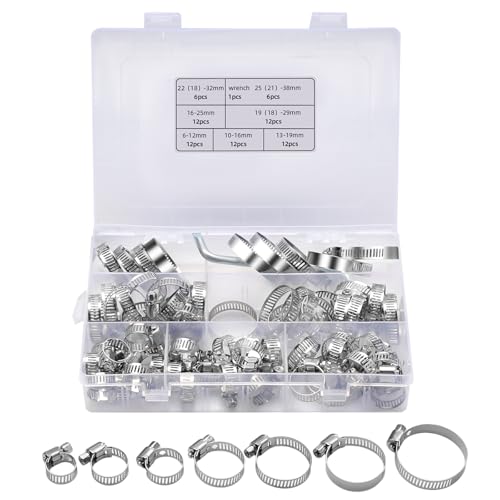 73 Stück Schlauchschellen Set aus Edelstahl – 7 Größen 6–38mm – Rostfreie Rohrschellen für Wasserleitung Auto Haushalt & Garten 73 Stück Schlauchschellen Set aus Edelstahl – 7 Größen 6–38mm – Rostfreie Rohrschellen für Wasserleitung Auto Haushalt & Garten von Csuntikulo