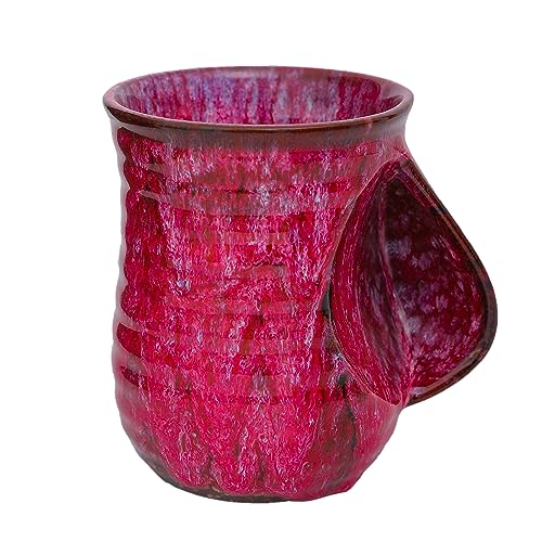 Cteahrow 18oz Keramik-Handwärmerbecher, neuartiger Handwärmer-Kaffeebecher, Teebecher, hält Ihre Hände warm, bequemer Handwärmer, mikrowellen- und spülmaschinenfest (Rosa) von Cteahrow